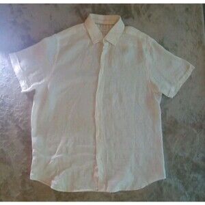 Porter Ash  Shirt Button Down Linen Mens Size   XL White  Beachy Vacation